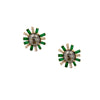 Rosecut Diamond &amp; Emerald Pierced Stud Earrings  14K Yellow Gold 1.53 Diamond Carat Weight 0.50 Emerald Carat Weight