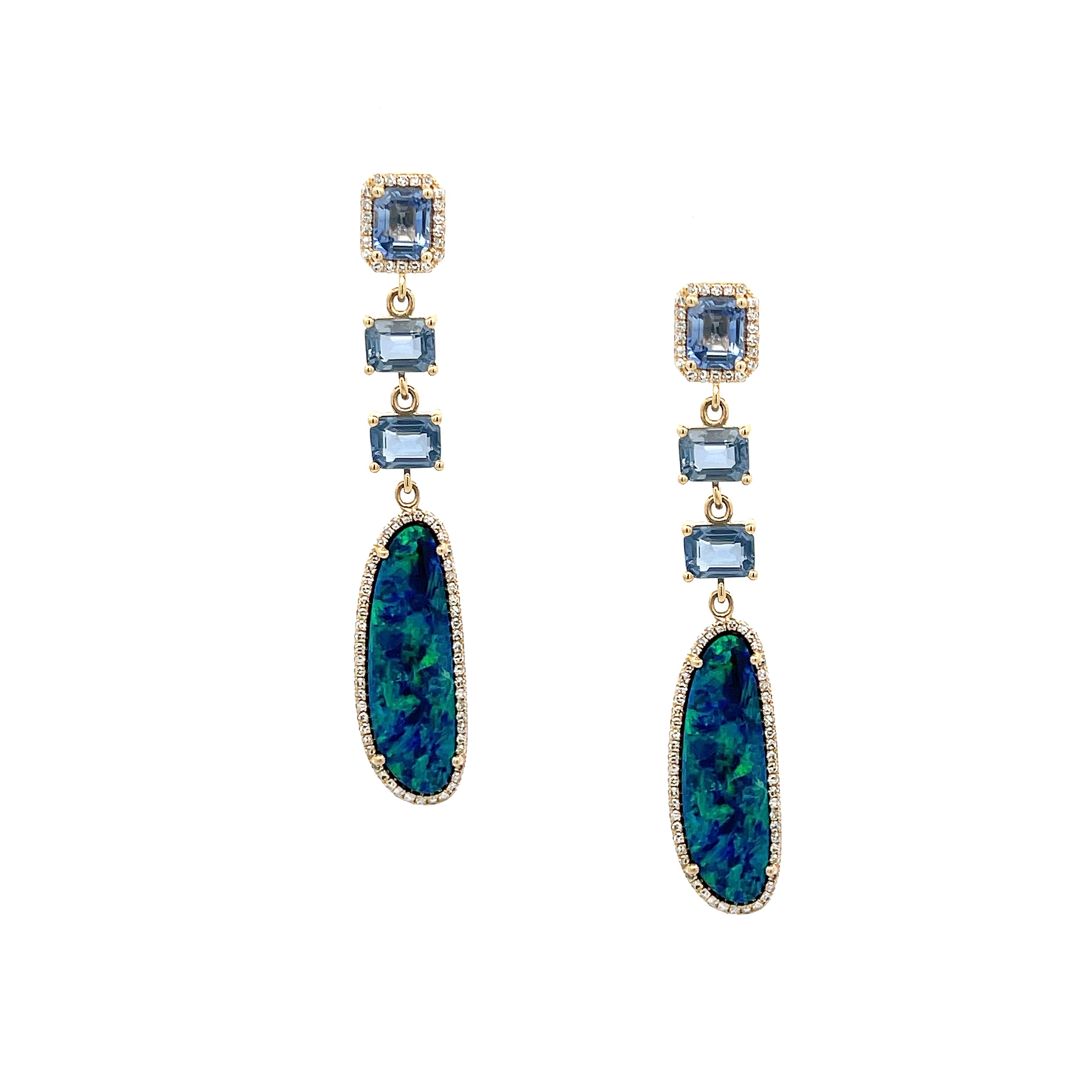 Opal, Sapphire & Diamond Earrings – Jennifer Miller Jewelry
