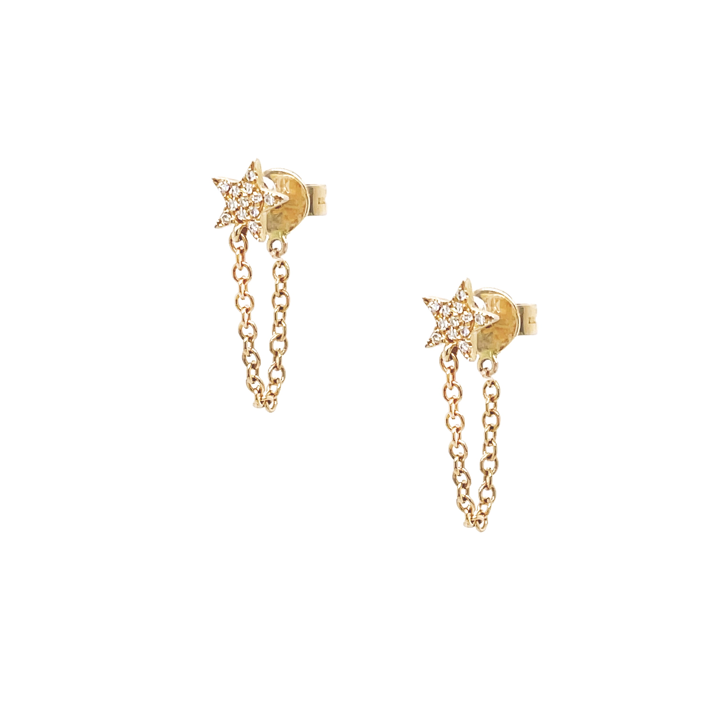 Diamond Star Chain Earrings