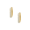 Pave Diamond Rectangle Hoop Pierced Earrings  14K Yellow Gold 0.27 Diamond Carat Weight 0.63" Long X 0.13" Wide