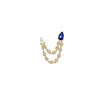 Blue Sapphire & Pear Diamond Double Chain Pierced Earrings  14K Yellow Gold 0.40 Blue Sapphire Carat Weight 0.28 Diamond Carat Weight 0.69- 0.90" Chain Length