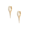 Diamond Spike Huggie Pierced Earrings  14K Yellow Gold 0.52 Diamond Carat Weight 0.83" Long X 0.40" Wide