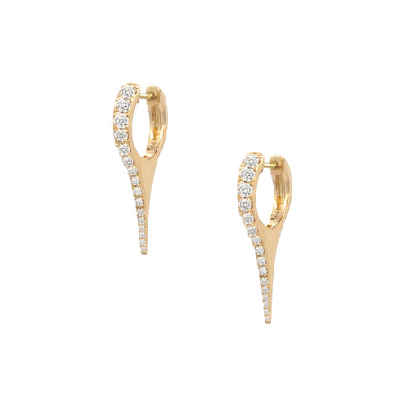 Diamond Spike Huggie Pierced Earrings  14K Yellow Gold 0.52 Diamond Carat Weight 0.83" Long X 0.40" Wide view 1