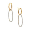 Pave Diamond Oval Link Pierced Earrings  14K Yellow Gold 0.62 Diamond Carat Weight 1.45" Long X 0.33" Wide