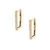 Pave Diamond Rectangle Hoop Pierced Earrings  14K Yellow Gold 0.40 Diamond Carat Weight 0.80" Long X 0.13" Wide