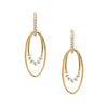 Diamond Multi Oval Hoop Pierced Earrings  14K Yellow Gold 0.45 Diamond Carat Weight 1.50" Long X 0.50" Wide