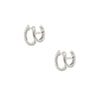 Diamond Double Huggie Pierced Earrings  14K White Gold 0.08 Diamond Carat Weight 0.25" Diameter