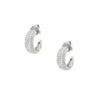 Pave Diamond Thick Huggie Pierced Earrings  14K White Gold 0.47 Diamond Carat Weight 0.19" Thick 0.32" Diameter