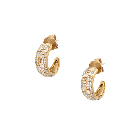 Pave Diamond Thick Huggie Pierced Earrings  14K Yellow Gold 0.47 Diamond Carat Weight 0.19" Thick 0.32" Diameter view 1