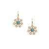 Diamond & Opal Flower Pierced Earrings  14K Yellow Gold 0.33 Diamond Carat Weight 0.42 Opal Carat Weight 0.87" Long X 0.54" Wide