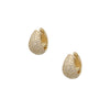 Diamond Dome Hoop Pierced Earrings  14K Yellow Gold 0.48" Long X 0.26" Wide
