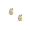 Diamond Double Row Link Huggie Pierced Earrings  14K Yellow Gold  0.50" Long X 0.15" Wide