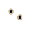 Diamond &amp; Blue Sapphire Pierced Earrings  14K Yellow Gold  0.40 Diamond Carat Weight 0.69 Blue Sapphire Carat Weight 0.40" Long X 0.32" Wide