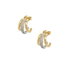 Pave Diamond 3 Claw Hoop Pierced Earrings  14K Yellow &amp; White Gold  0.28 Diamond Carat Weight  0.50" Long X 0.38" Wide