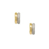 Pave Diamond Two Band Hoop Pierced Earrings  14K Yellow &amp; White Gold  0.23 Diamond Carat Weight  0.47" Long X 0.20" Wide