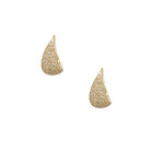 Pave Diamond Tear Drop Hoop Pierced Earrings  14K Yellow Gold  0.55 Diamond Carat Weight  0.50" Long X 0.23" Wide