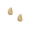 Pave Diamond Tear Drop Hoop Pierced Earrings  14K Yellow Gold  0.55 Diamond Carat Weight  0.50" Long X 0.23" Wide