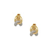 Diamond Interlock Huggie Pierced Earrings  14K Yellow &amp; White Gold 0.32 Diamond Carat Weight  0.50" Long X 0.32" Wide
