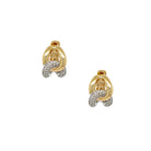 Diamond Interlock Huggie Pierced Earrings  14K Yellow &amp; White Gold 0.32 Diamond Carat Weight  0.50" Long X 0.32" Wide