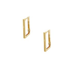 Rectangle Hoop Pierced Earrings  14K Yellow Gold  0.70" Long X 0.06" Wide