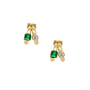 Diamond &amp; Emerald Huggie Earrings  14K Yellow Gold  0.13 Diamond Carat Weight 0.46 Emerald Carat Weight 0.48" Long X 0.33" Wide