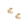 Diamond &amp; Pink Sapphire Huggie Earrings  14K Yellow Gold  0.13 Diamond Carat Weight 0.50 Pink Sapphire Carat Weight 0.48" Long X 0.33" Wide