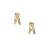 Pave Diamond Split Huggie Hoop Pierced Earrings  14K Yellow &amp; White Gold  0.22 Diamond Carat Weight  0.50" Long X 0.31" Wide