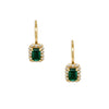 Diamond &amp; Emerald Drop Huggie Pierced Earrings  14K Yellow Gold 0.34 Diamond Carat Weight 1.03 Emerald Carat Weight 0.73" Long X 0.27" Wide