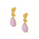 Three Drop Pink Tear Pierced Earrings

Yellow Gold Plated
1.65" Long X 0.84" Wide
