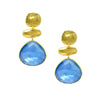 Tanzanite 3 Drop Pierced Earrings  Yellow Gold Plated 1.65" Long X 0.84" Wide