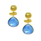 Tanzanite 3 Drop Pierced Earrings  Yellow Gold Plated 1.65" Long X 0.84" Wide