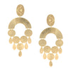 Geometric Chandelier Pierced Earrings   Yellow Gold Plated 4.00" Long X 1.65" Wide Textured Finish  As worn by Tamron Hall