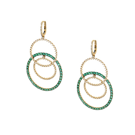 Diamond & Emerald Circle Earrings