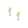 Marquise Diamond Drop Hoop Earrings 14K Matte Yellow Gold 0.82" Long X 0.17" Wide