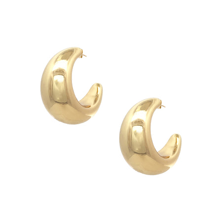 Jumbo Crescent Hoop Pierced Earrings  Yellow Gold Plated 1.56" Large X 0.76" Wide view 1
