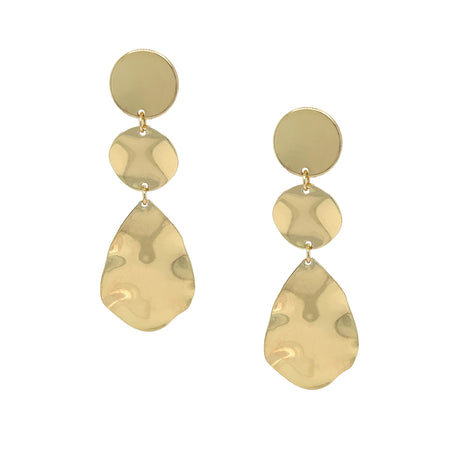Textured Tear Drop Pierced Earrings  Yellow Gold Plated  2.50" Long X 1" Wide    While supplies last. All Deals Of The Day sales are FINAL SALE. view 1