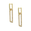 CZ Open Rectangle Link Pierced Earrings Yellow Gold Plated 1.78" Long X 0.48" Wide