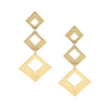 <p>Triple Diamond Shape Drop Pierced Earrings</p> <ul> <li>Yellow Gold Plated</li> <li>3.60" Long X 1.65" Wide</li> </ul>