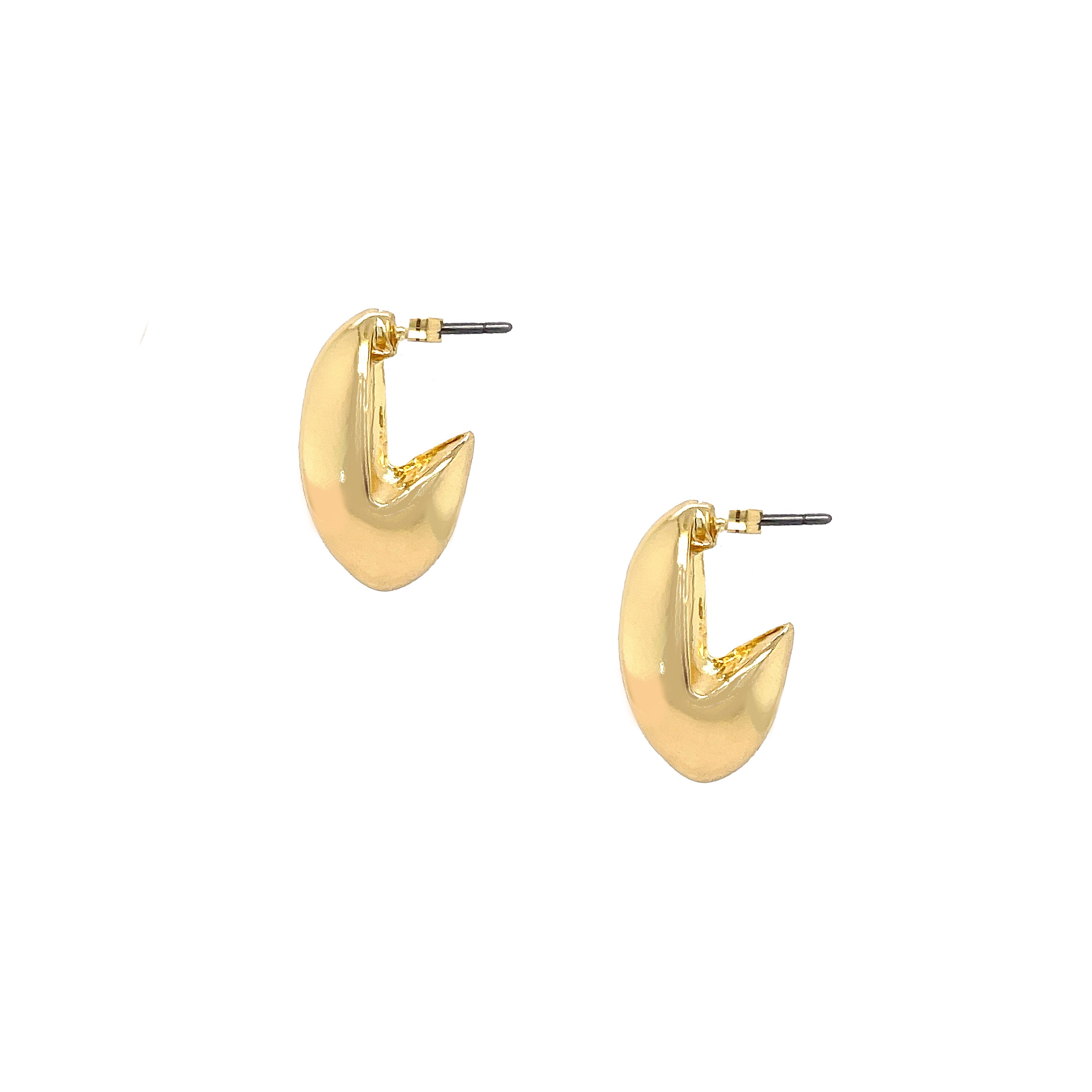 <p>Elongated Bean Pierced Earrings</p> <ul> <li>Yellow Gold Plated</li> <li>0.71" Long X 0.33" Wide</li> </ul>