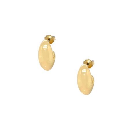 <p>Elongated Bean Pierced Earrings</p> <ul> <li>Yellow Gold Plated</li> <li>0.71" Long X 0.33" Wide</li> </ul>