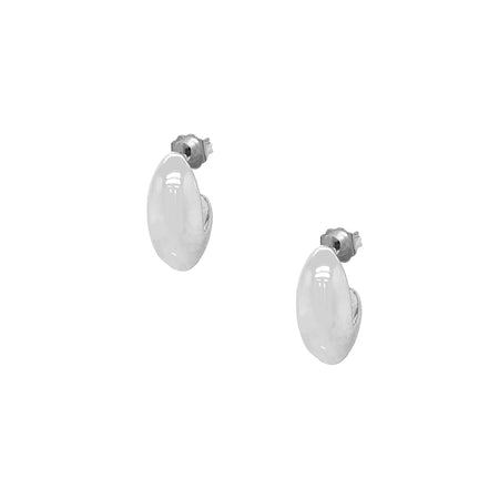 <p>Elongated Bean Pierced Earrings</p> <ul> <li>White Gold Plated</li> <li>0.71" Long X 0.33" Wide</li> </ul>