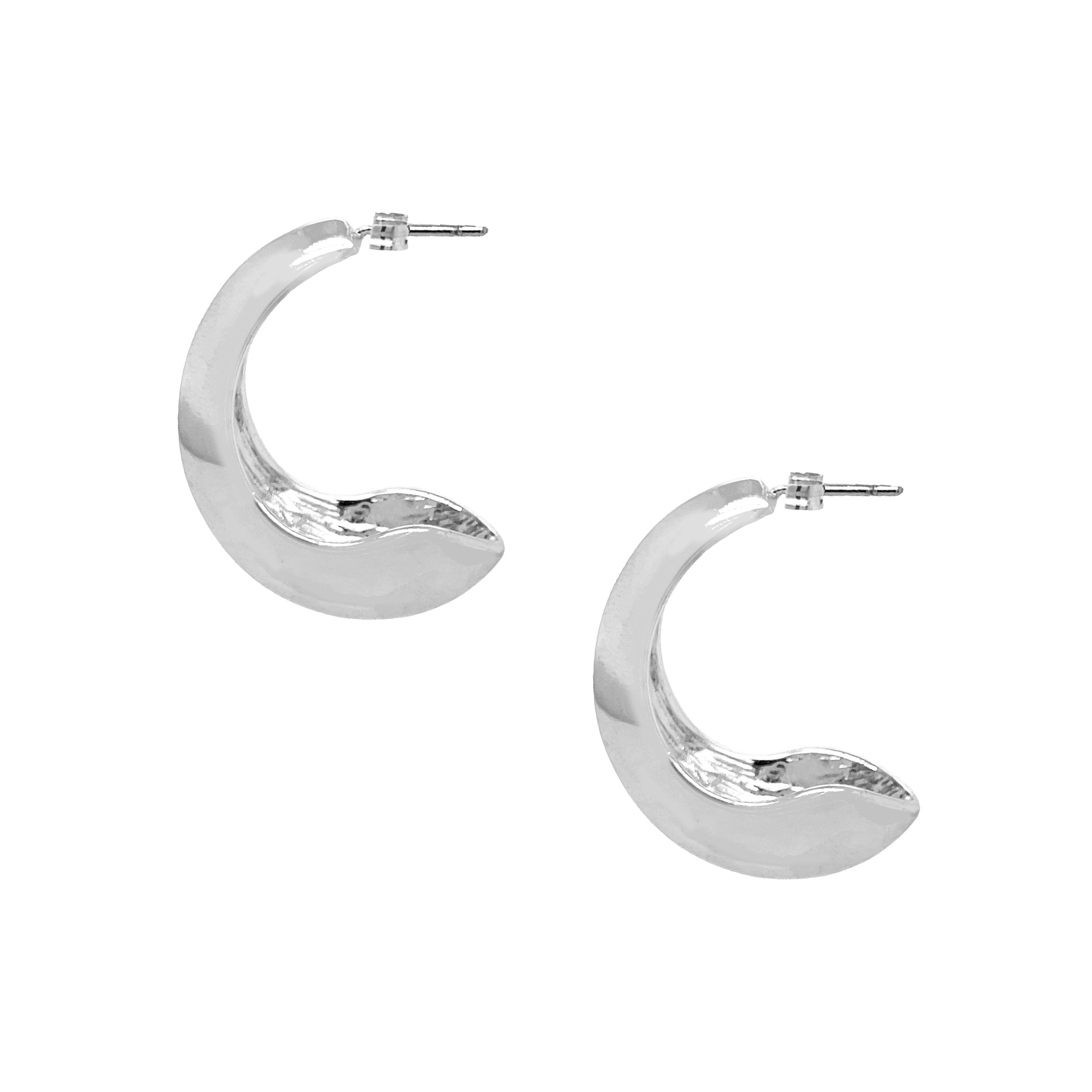 <p>Large Elongated Dome Open Hoop Pierced Earrings</p> <ul> <li>White Gold Plated</li> <li>1.35" Long X 0.50" Wide</li> </ul>