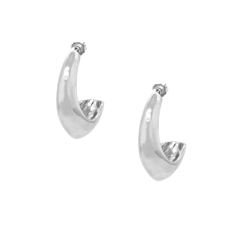 <p>Large Elongated Dome Open Hoop Pierced Earrings</p> <ul> <li>White Gold Plated</li> <li>1.35" Long X 0.50" Wide</li> </ul>