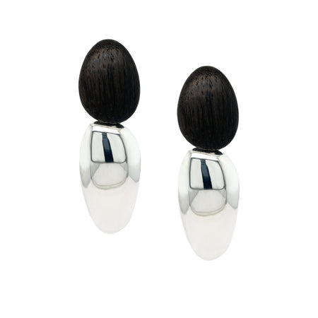 Silver & Light Oak Clip On Earrings  White Gold Plated Over Silver 3.40" Long X 1.08" Wide