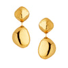 Pebble Double Drop Clip-On Earring  Yellow Gold Plated 3.60" Long X 1.55" Wide