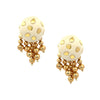 White Spot Fringe Clip On Earrings Yellow Gold Plated 2.40" Long X 1.10" Wide