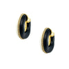 CZ, Black &amp; White Hoop Pierced Earrings  Yellow Gold Plated 1.73" Long X 0.54" Wide