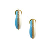 CZ, Turquoise &amp; White Hoop Pierced Earrings  Yellow Gold Plated 1.73" Long X 0.54" Wide