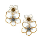 Gold &amp; Silver Double Peony Flower Pierced Earrings

Elevate any outfit with these Gold &amp; Silver Flower Earrings. Make a statement with their unique floral design and add a touch of whimsy to your look. Perfect for any occasion!

3.90" Long X 2.68" Wide