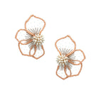 Bead &amp; Mesh Half Flower Pierced Earrings

1.90" Long X 3.05" Wide